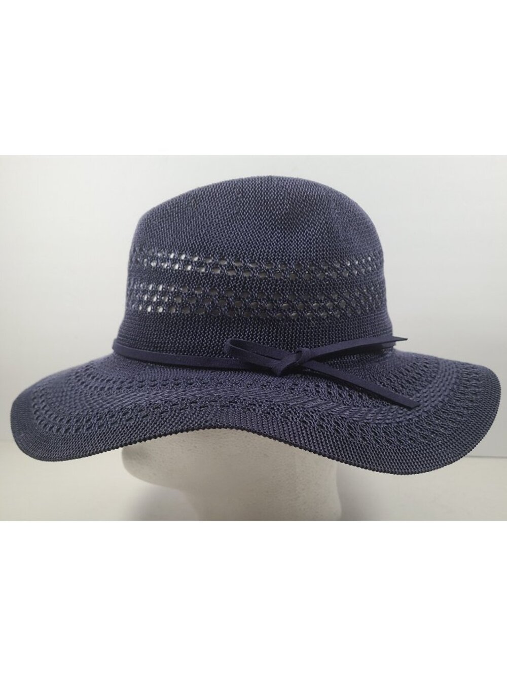 Wide Brim Sun Hat Women’s One Size Packable Navy Blue Fedora 4" Brim Breathable